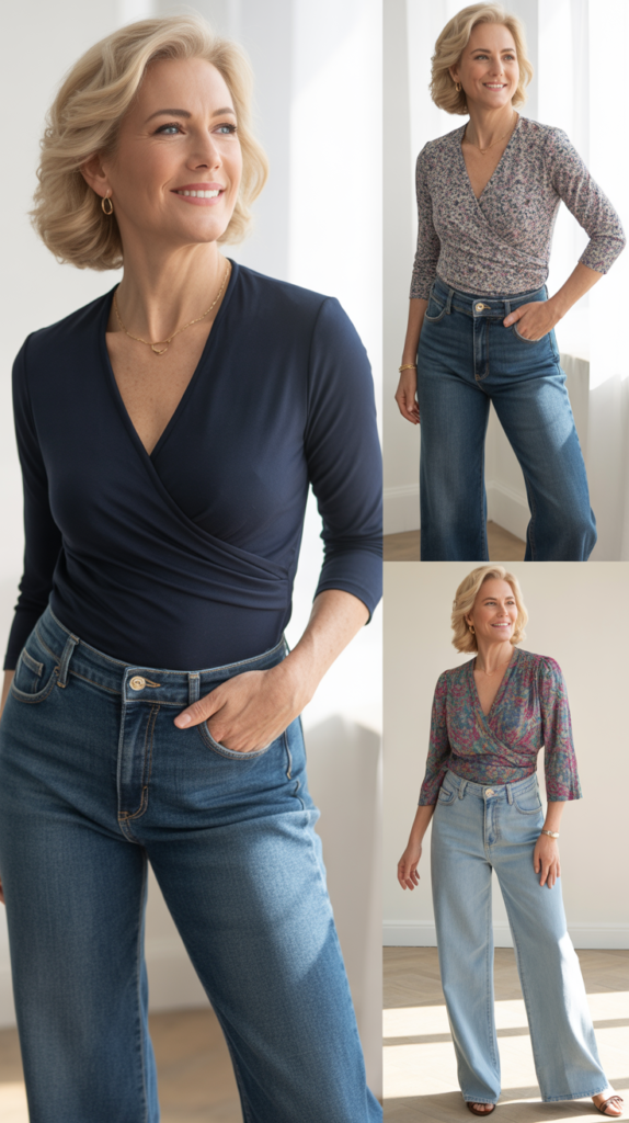 Classic Wrap Top with Jeans