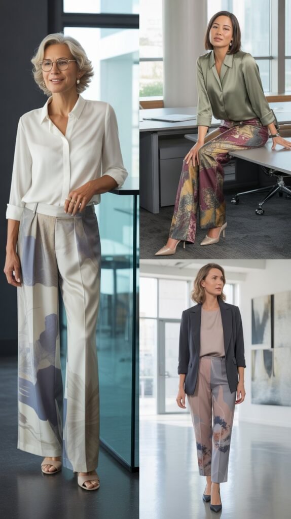 Printed Pants with Solid Color Top