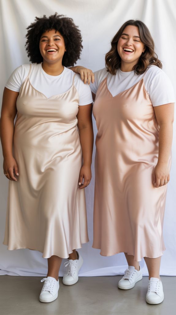 Slip Dress with T-Shirt Underneath