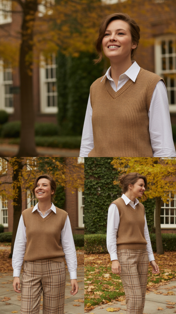Sweater Vest Over Button-Down Shirt