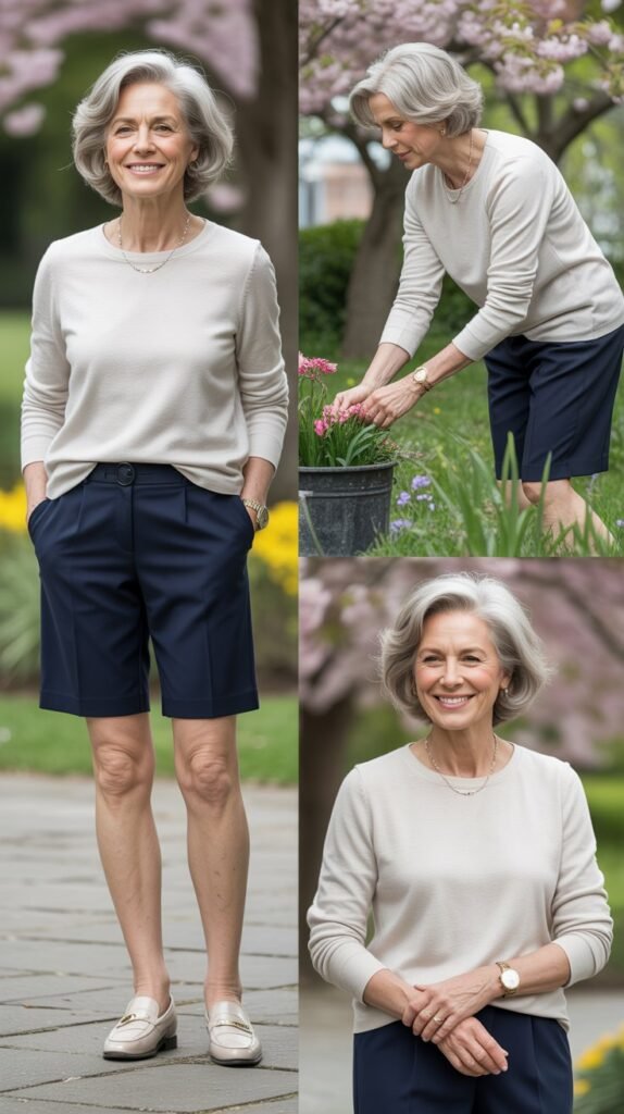 Lightweight Sweater with Tailored Shorts