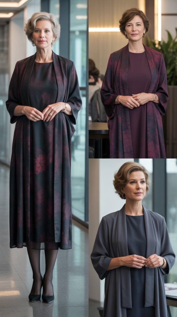 Column Dress with Kimono-Style Jacket