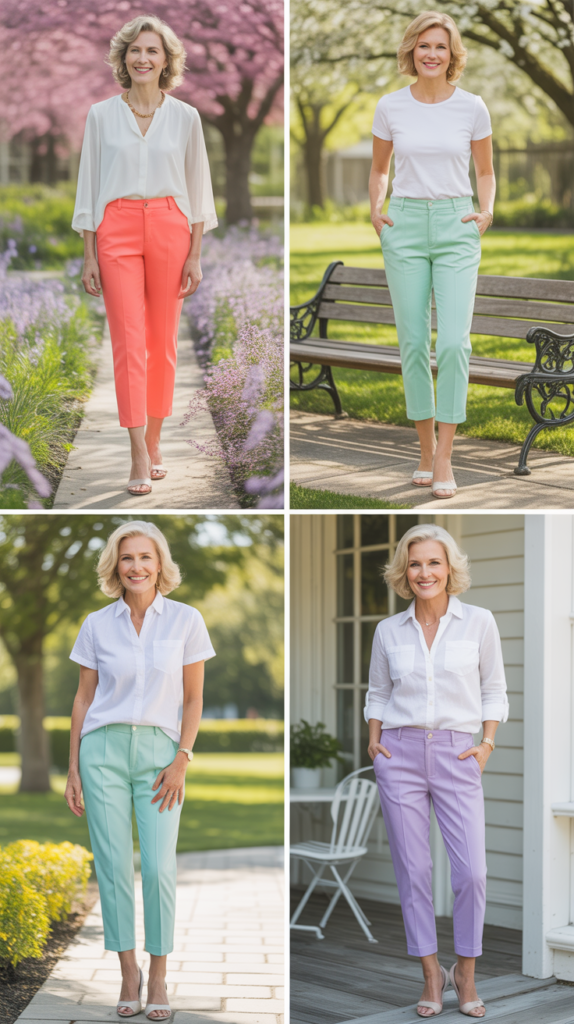 Colorful Ankle Pants with White Top