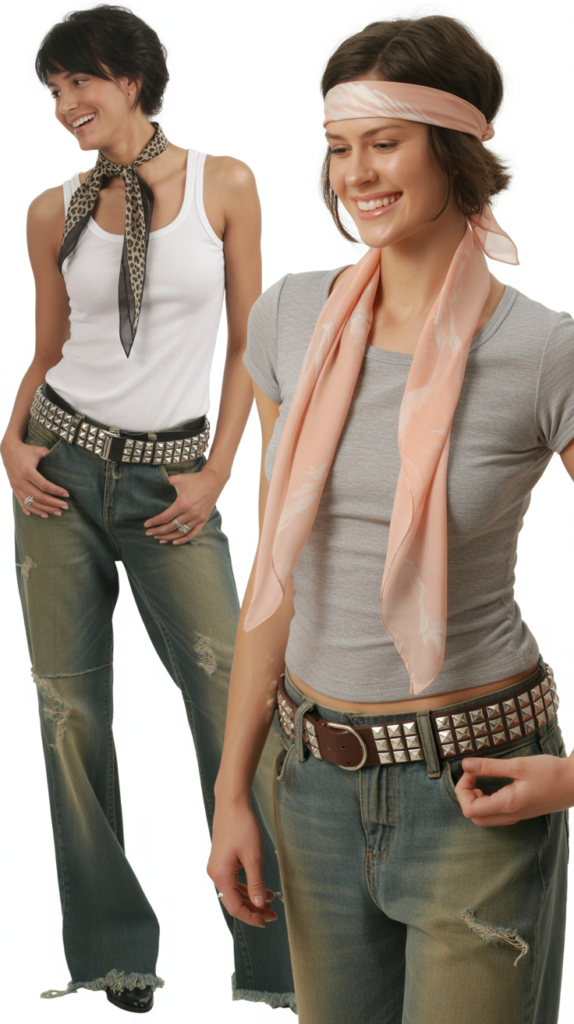Studded Belt with Skinny Scarf