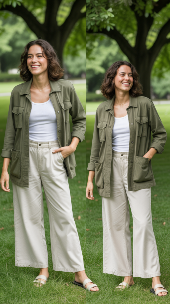 Utility Jacket With Flowy Pants