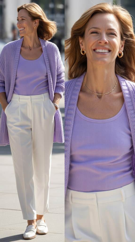 Cardigan Set with Tailored Trousers