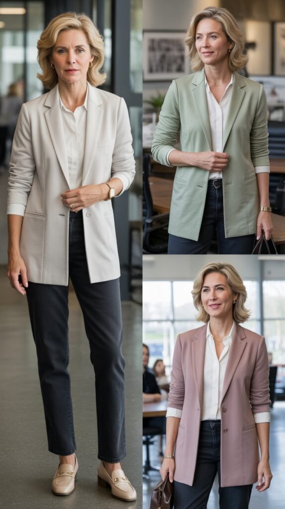 Cardigan Blazer with Straight-Leg Jeans