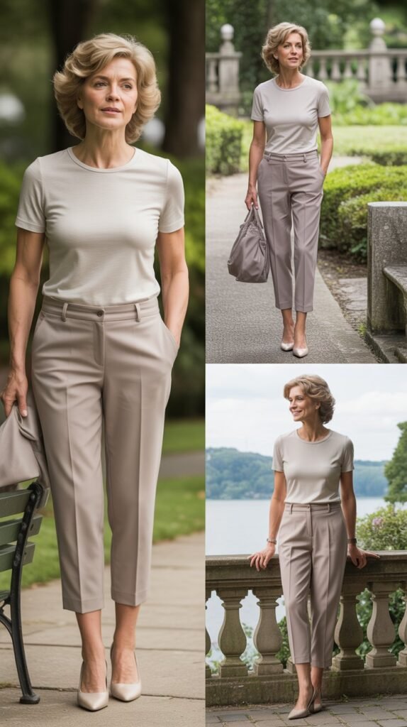 Tailored Capri Pants with Fitted Tee