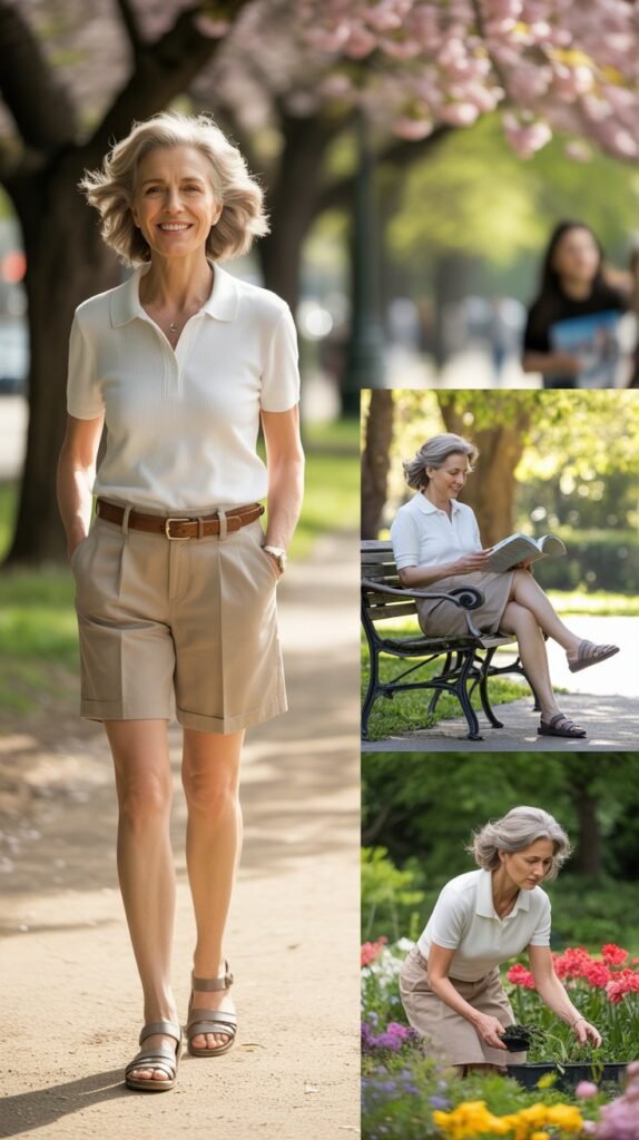 Knit Polo Shirt and Chino Shorts