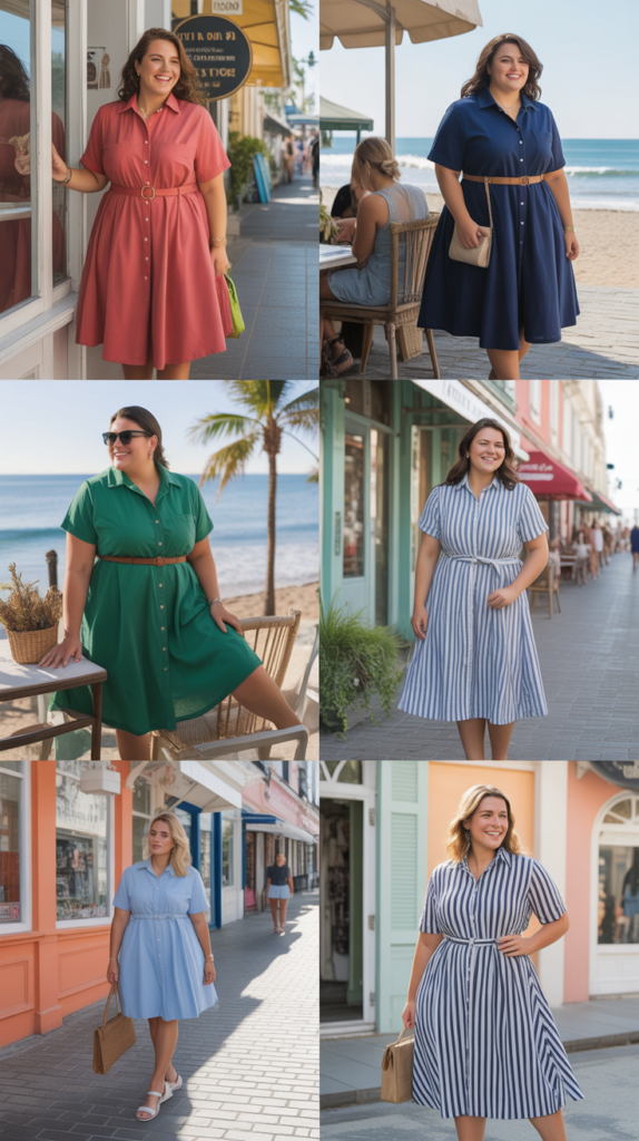 Belted Shirt Dress with Sandals