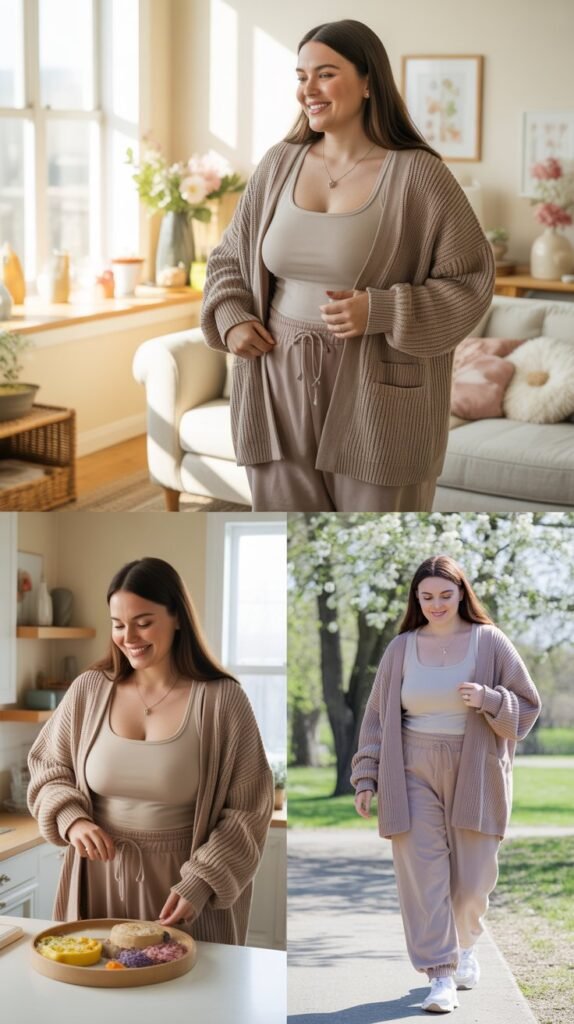 Boyfriend Cardigan with Tank and Joggers