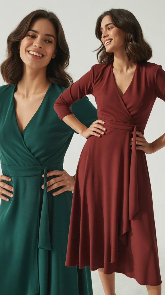 Wrap Dresses In Solid Colors
