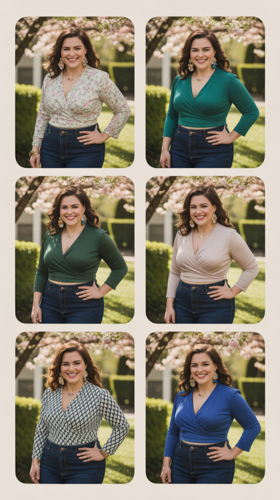 Jeans With Wrap Top And Statement Earrings