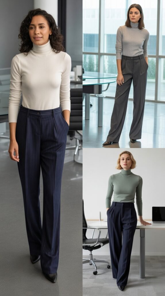  Turtleneck with Pinstripe Trousers