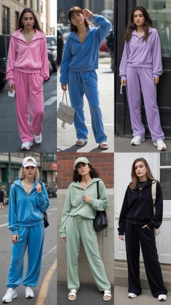Velour Tracksuits in Bold Colors