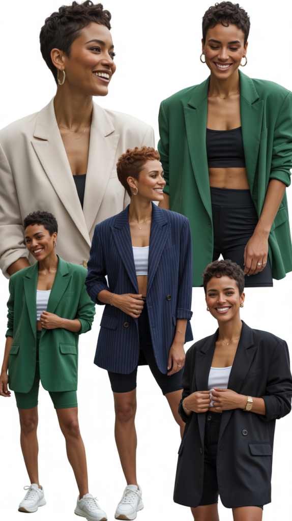 Oversized Blazers With Bike Shorts