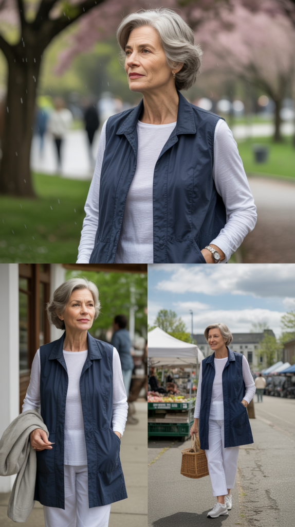 Sleeveless Vest Over Long-Sleeve Tee