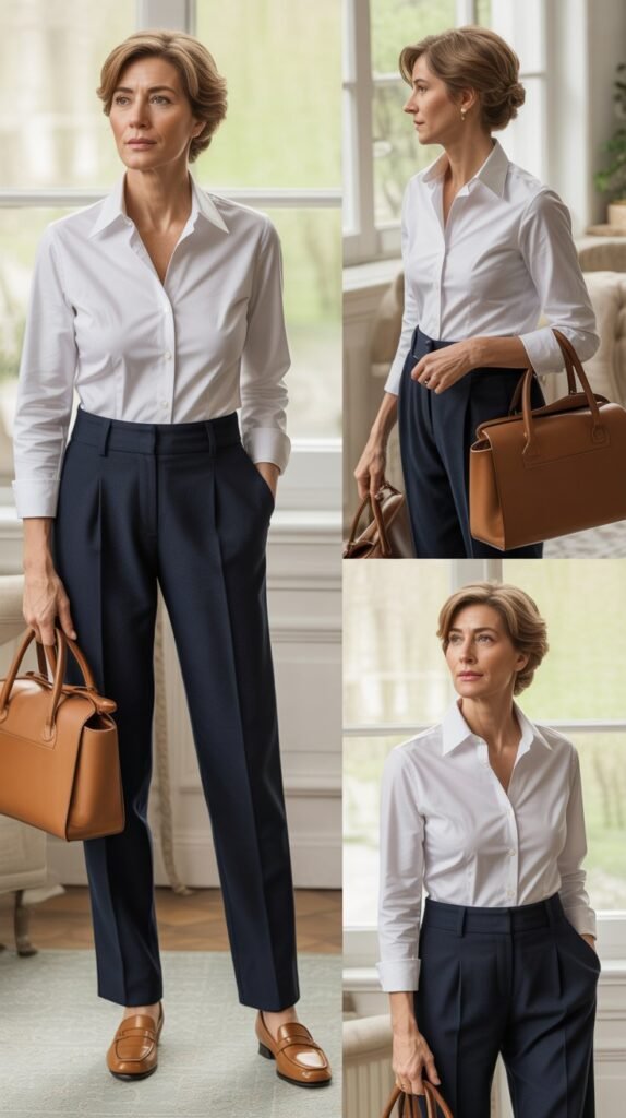 Classic White Shirt and Tailored Trousers
