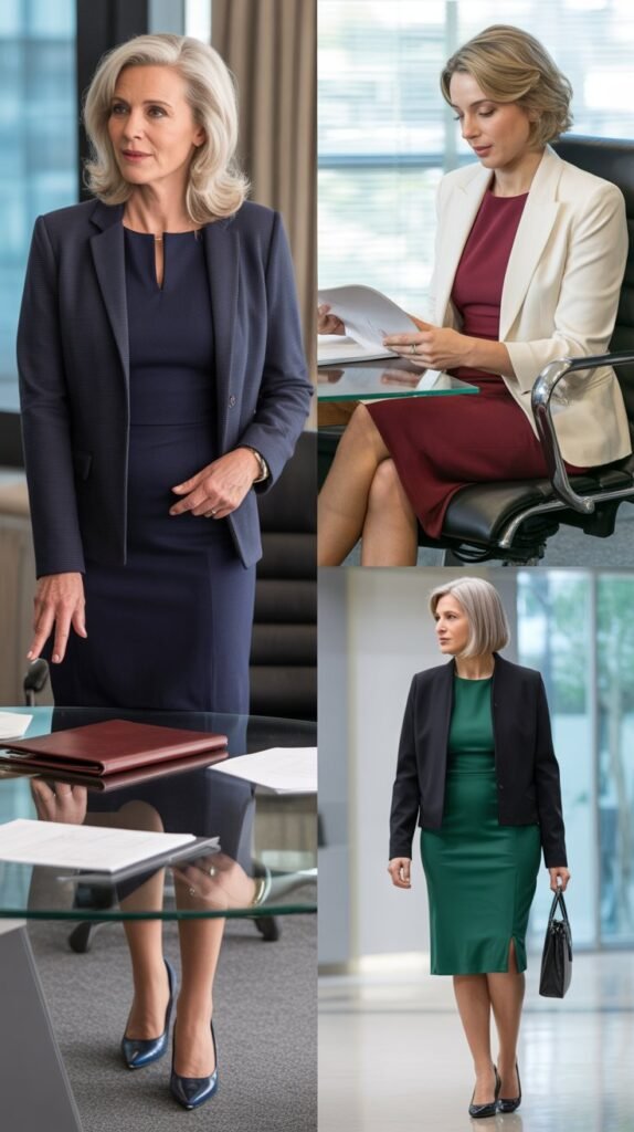 Ponte Knit Dress with Structured Jacket