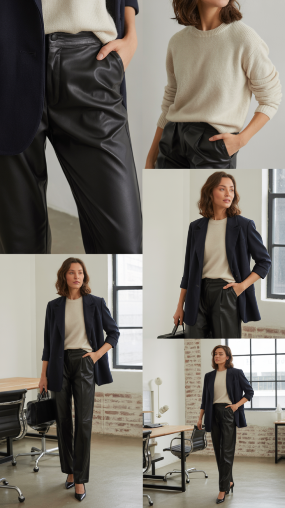  Leather Pants with Cozy Sweater