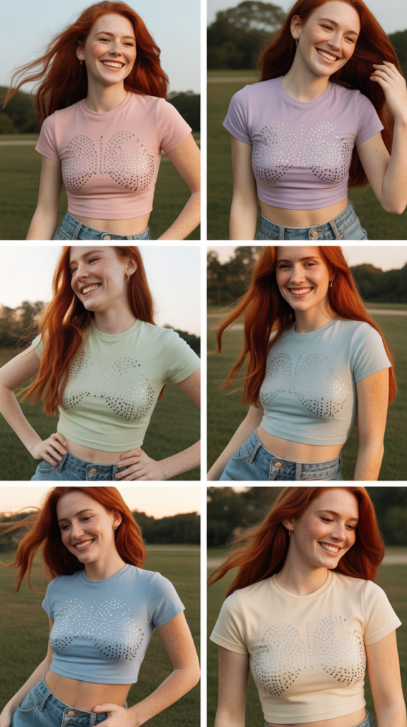 Baby Tee with Rhinestone Graphics