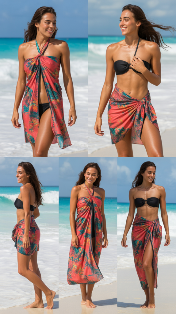 Sarong Wrap Dress Over Swimsuit