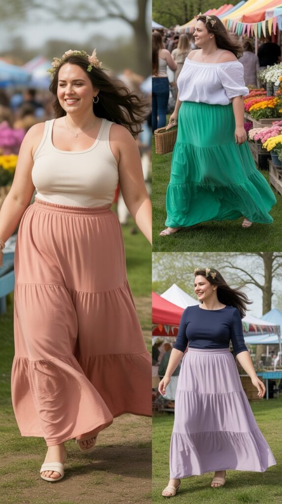 Tiered Maxi Skirt with Fitted Top