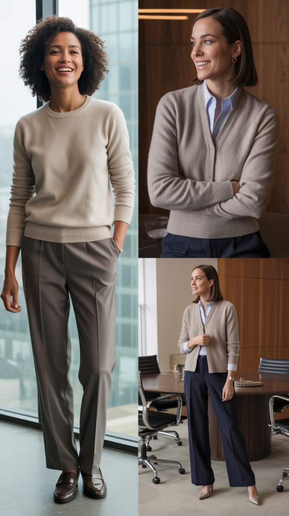 Cashmere Sweater with Tailored Pants