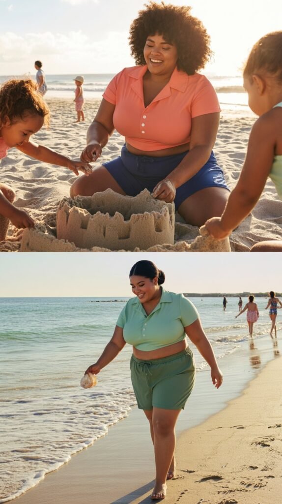 Button-Front Swim Shirt with Board Shorts