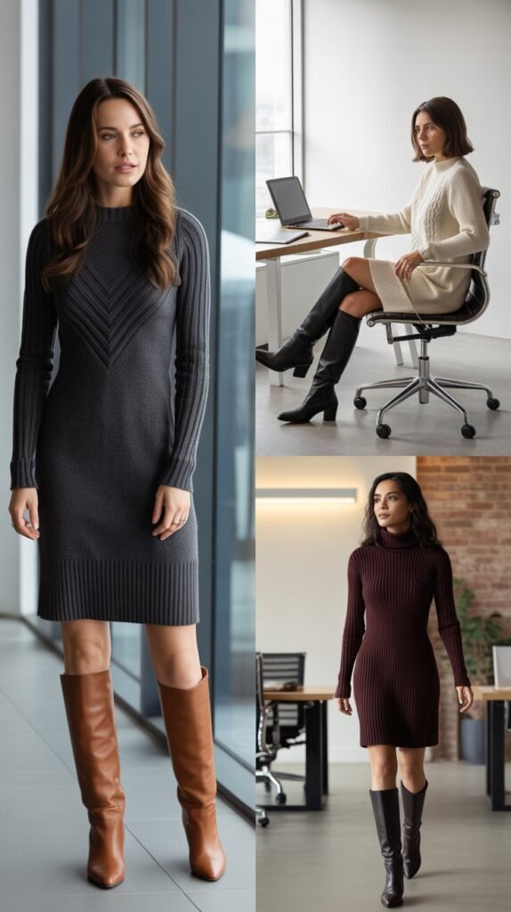 Sweater Dress with Knee-High Boots