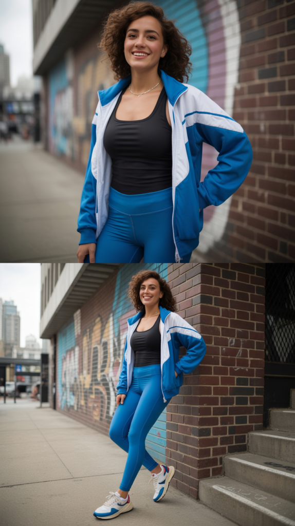 Track Jacket Over Tank and Leggings