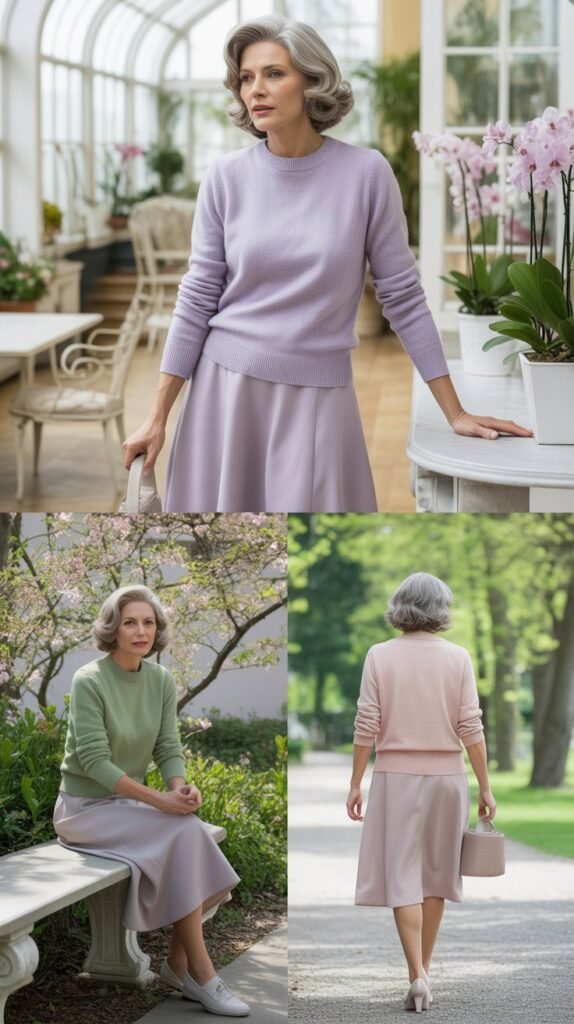  Tonal Sweater and Skirt Combination