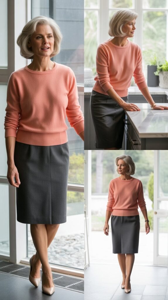  Colorful Sweater and Neutral Skirt