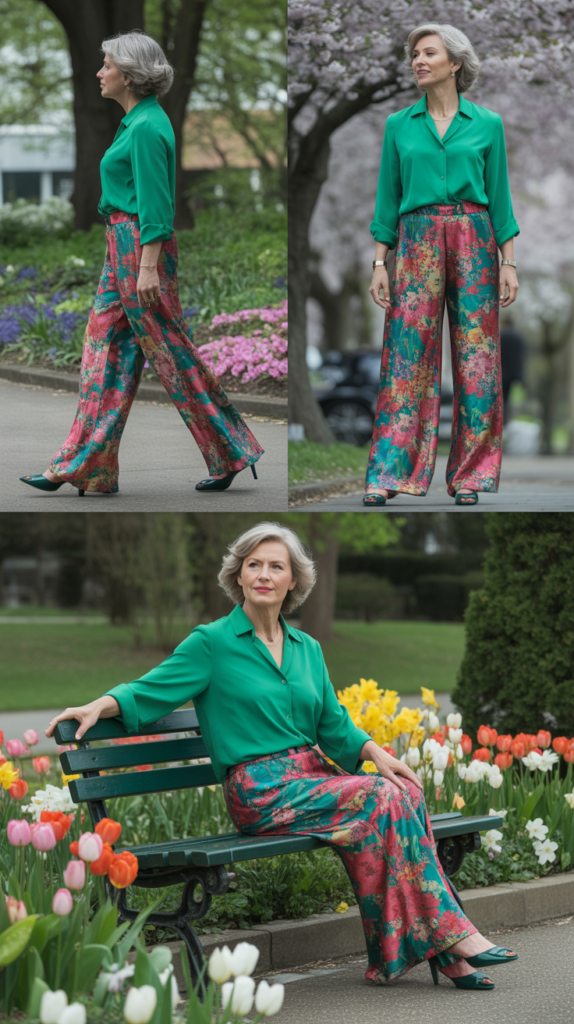 Printed Palazzo Pants with Solid Top