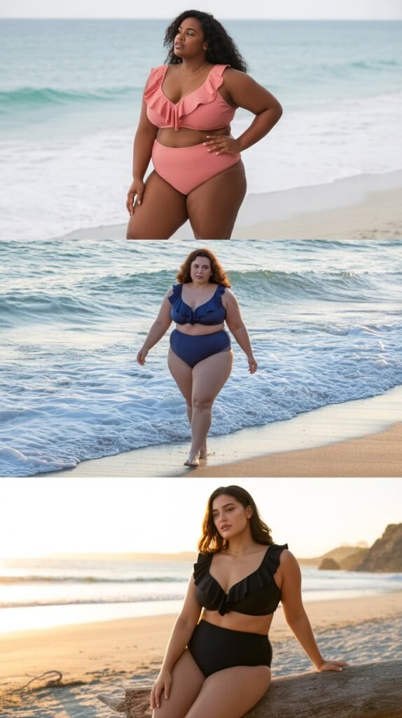 High-Waisted Bikini with Ruffle Top