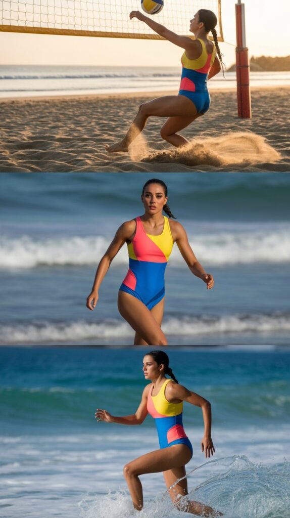 Sporty Color-Block Swimsuit for Active Days