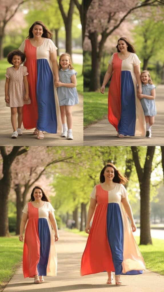  Color-Blocked Maxi Dresses with Vertical Panels