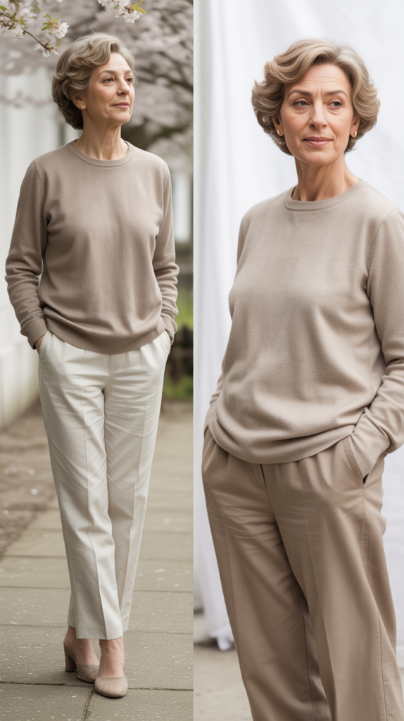  Monochromatic Outfit in Soft Neutrals