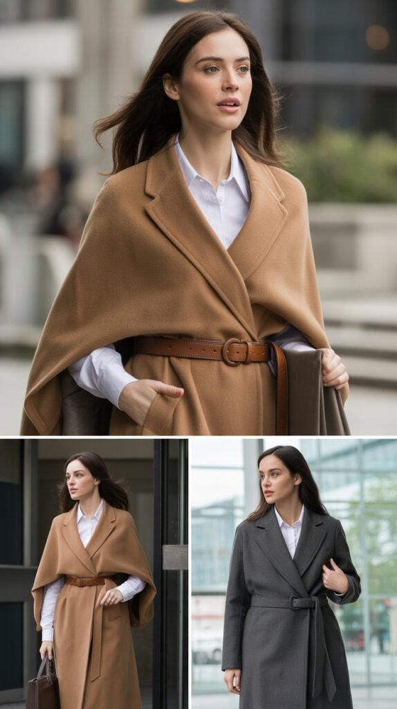 Wool Wrap Coat Over Office Attire