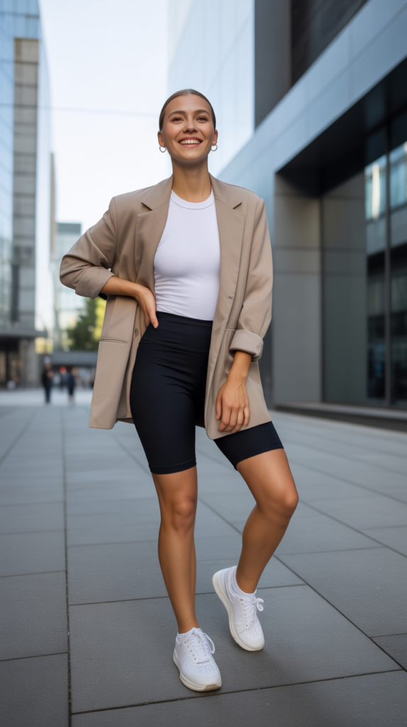  Oversized Blazer With Bike Shorts