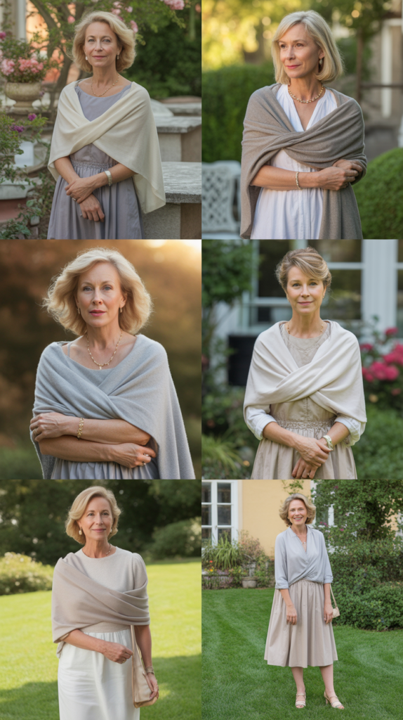 Sweater Over Shoulders with Dress