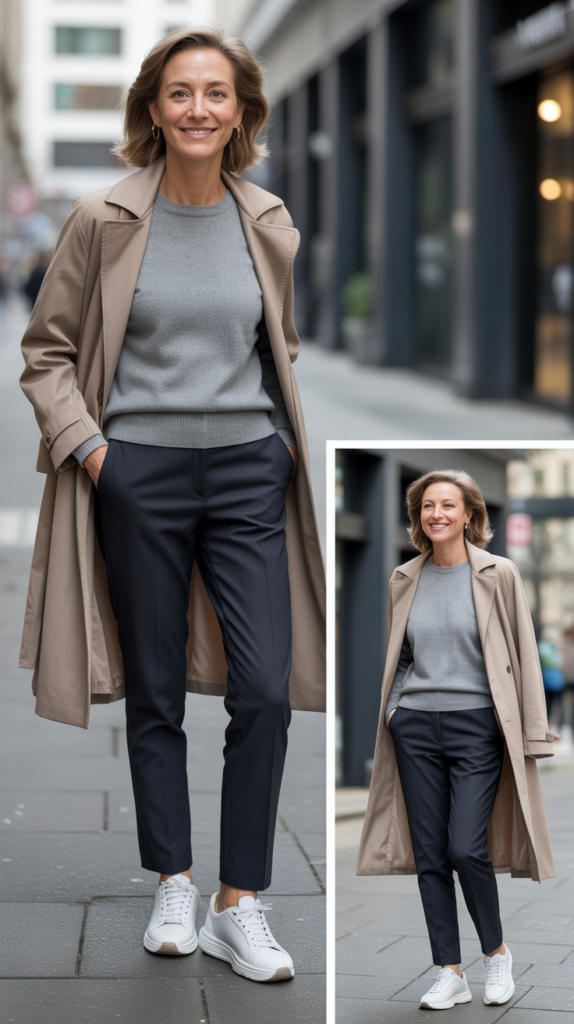 White Sneakers with Elevated Basics