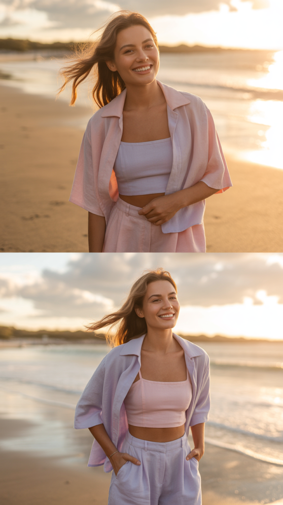 Two-Piece Linen Set in Pastel Colors