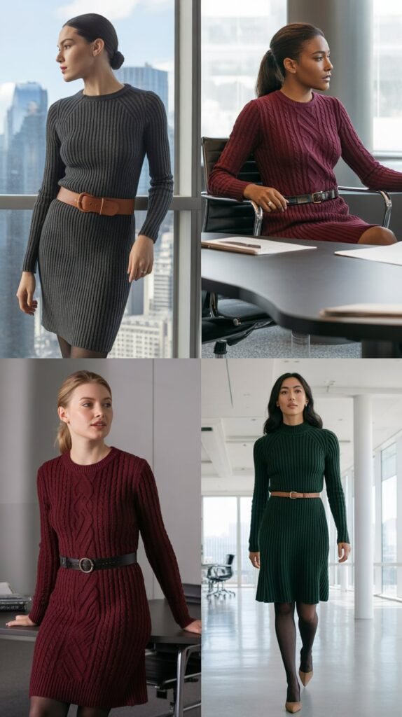  Knit Dress with Statement Belt