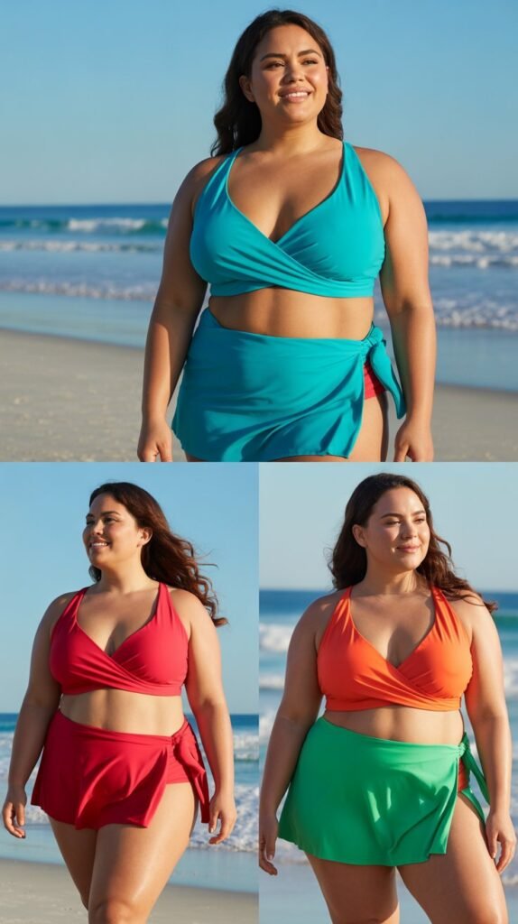 Wrap-Style Bikini Top with Skirted Bottom