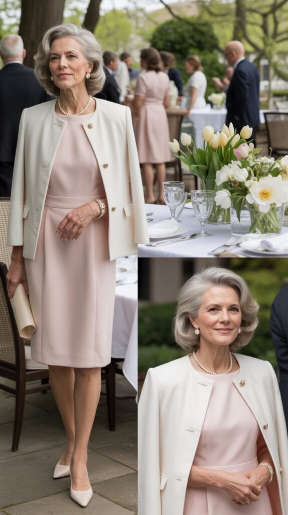 Knee-Length Shift Dress with Statement Jacket