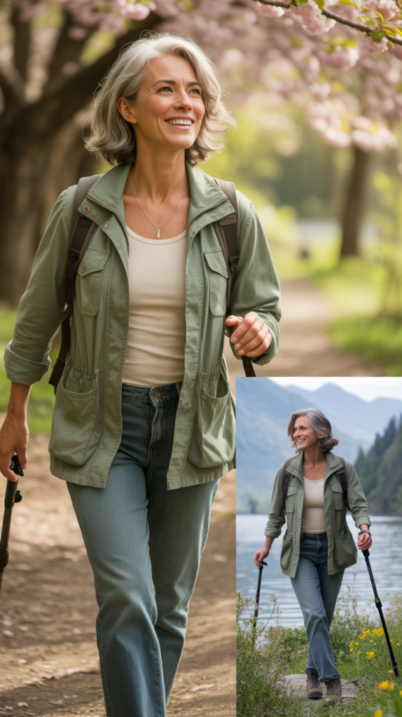  Utility Jacket with Simple Tank and Jeans