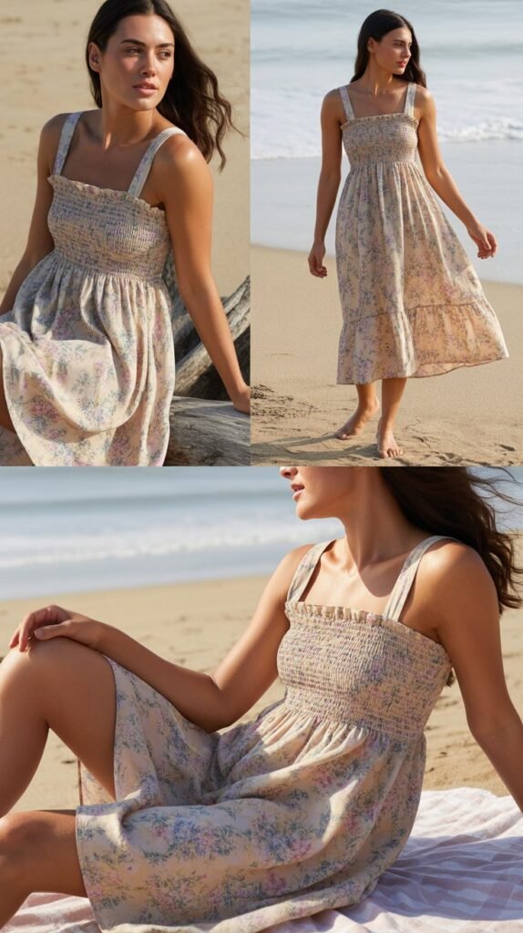  Ditsy Floral Tea-Length Dress