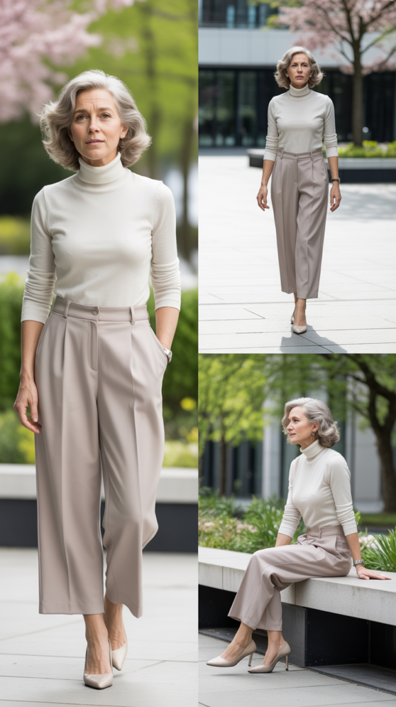 Turtleneck with Cropped Wide-Leg Pants