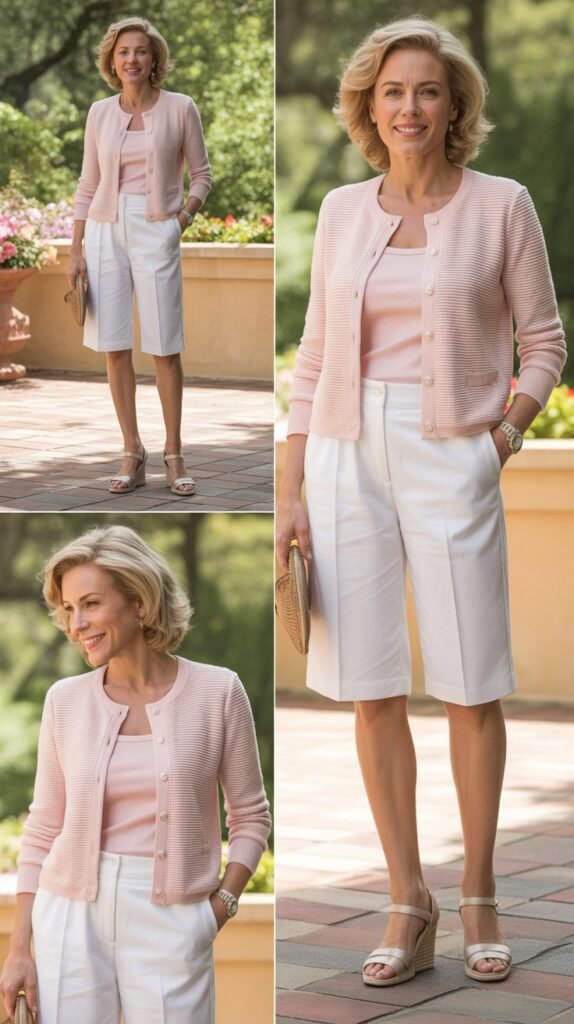 Cardigan Set with Tailored Shorts